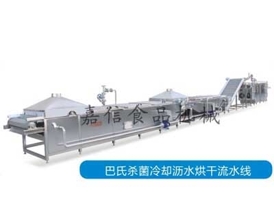 Pasteurization cooling drying line